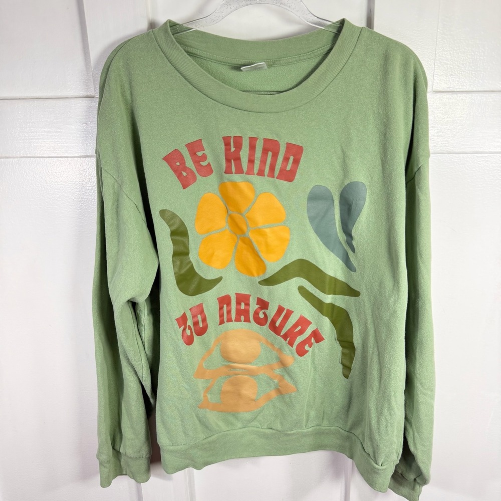 Desert Dreamer‎ Be Kind To Nature Graphic Sweatshirt Green XXL Cotton Blend